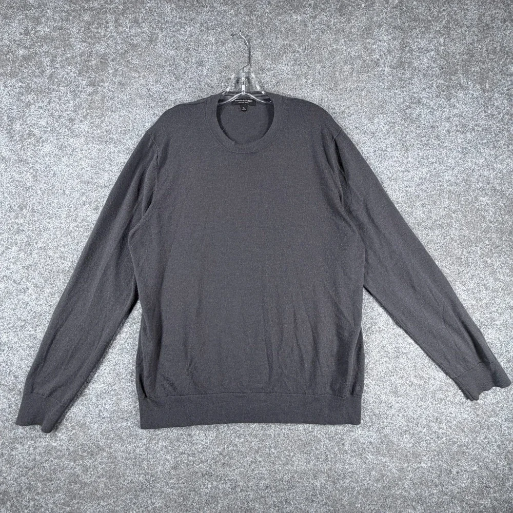 Banana Republic Sweater‎ Mens XL Gray Wool Crew Neck Long Sleeve Ribbed Hem